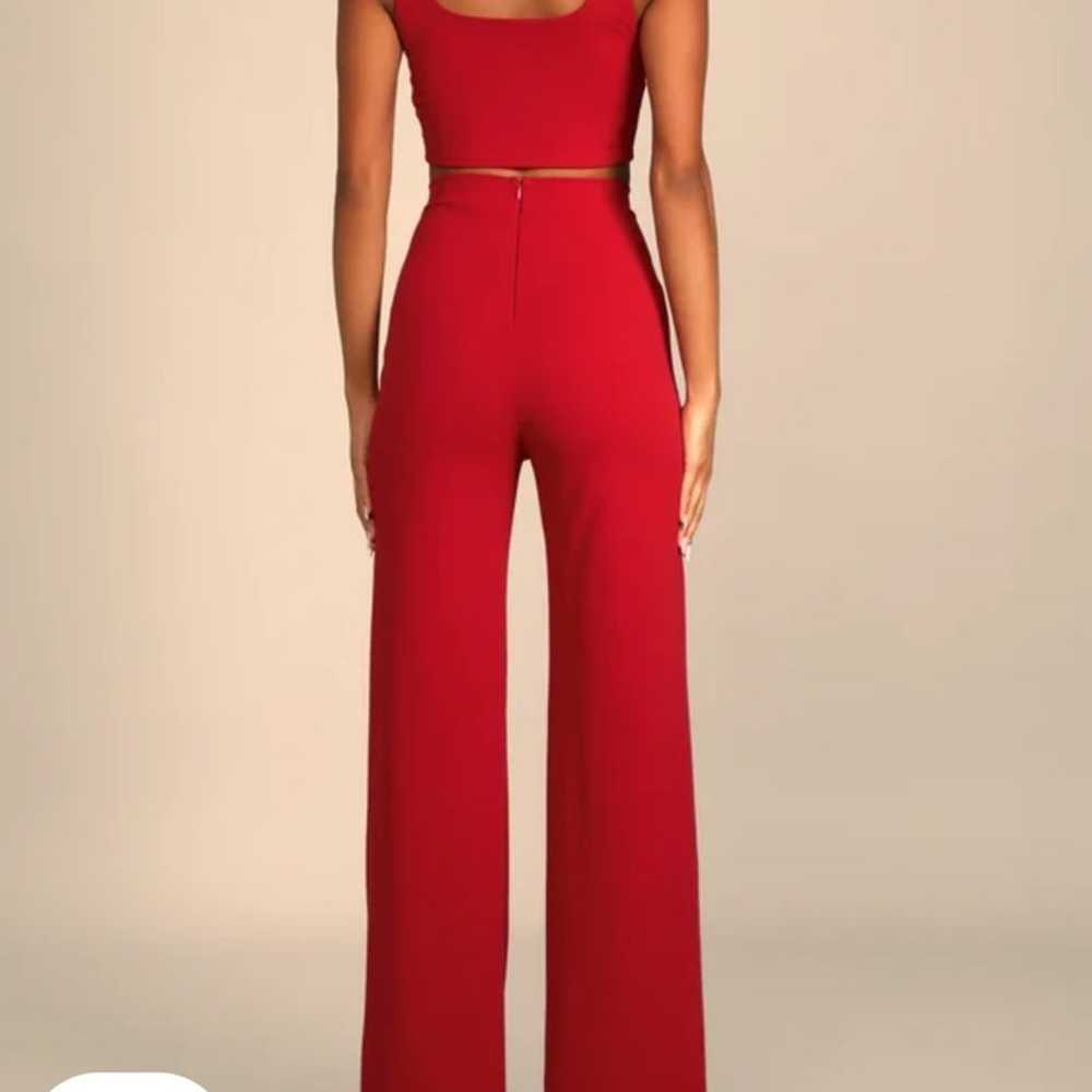 Lulus Only Tonight Red Two-Piece Wide-Leg Jumpsuit - image 2