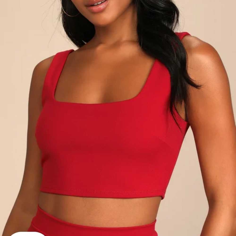 Lulus Only Tonight Red Two-Piece Wide-Leg Jumpsuit - image 3