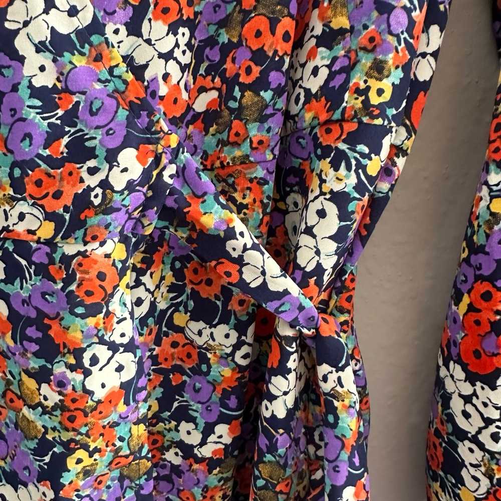 Purple floral wrap dress - image 3