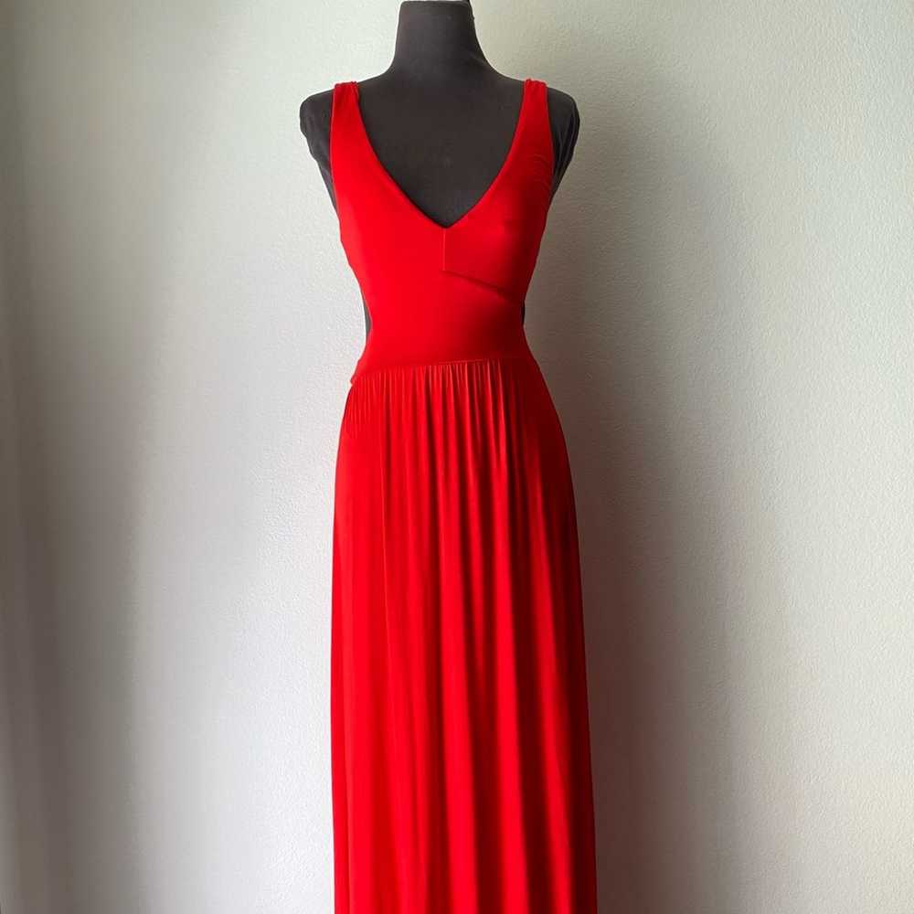 Olivaceous sz M Sleeveless backless plunge maxi e… - image 1