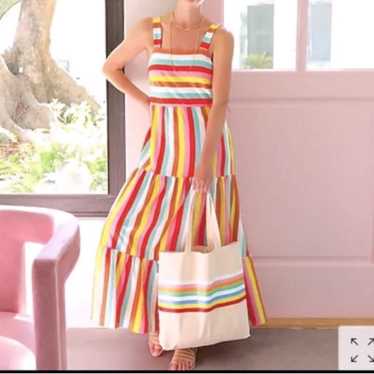 J. Crew Womens Dress Rainbow Striped Maxi Sleevel… - image 1