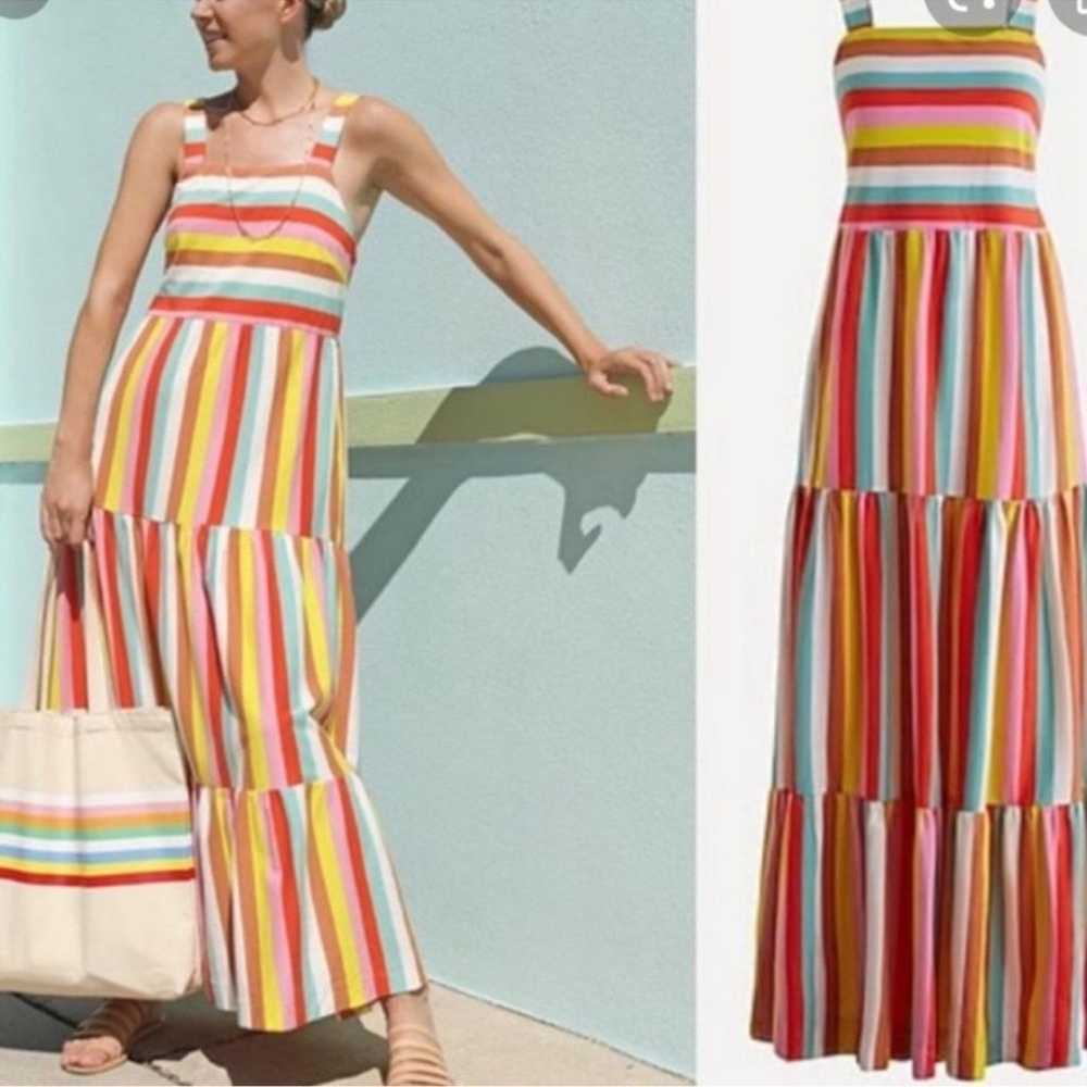 J. Crew Womens Dress Rainbow Striped Maxi Sleevel… - image 3