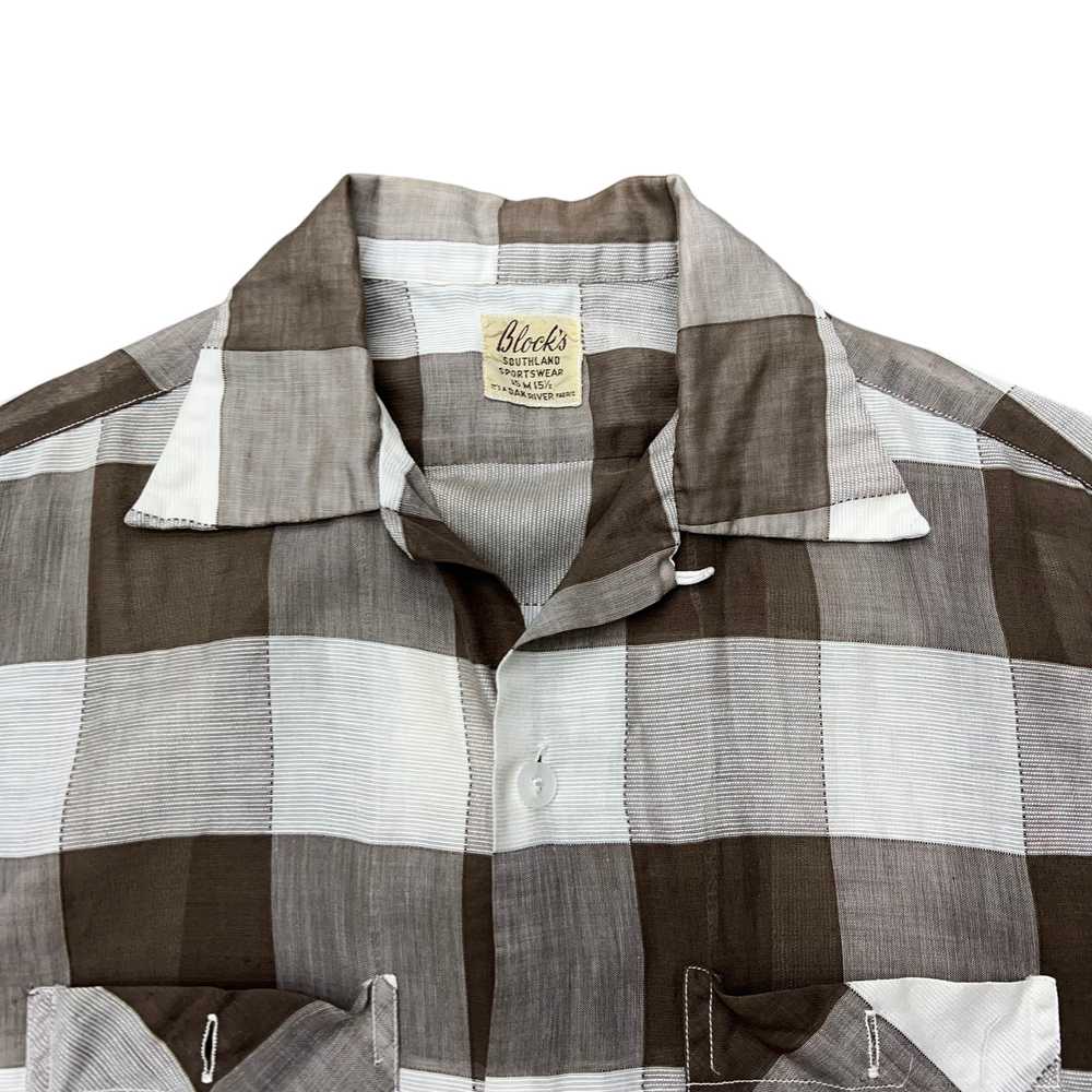 1950s Blocks light cotton loop collar shirt (M) - image 2