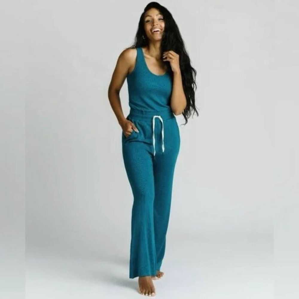 Zyia Daphne Jumpsuit Aegean Blue ribbed women’s m… - image 1