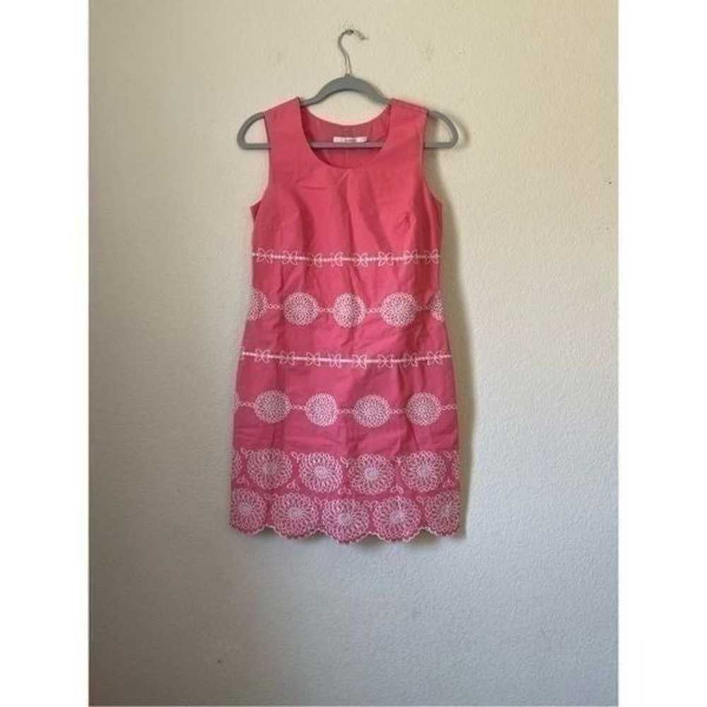 Boden pink cotton sleeveless embroidered dress si… - image 1