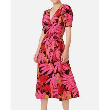 J Crew Faux Wrap Midi Dress Size 10 Women's Palm P