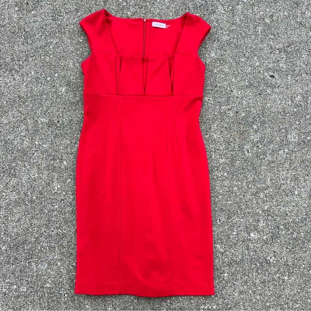 Calvin Klein Sleeveless red stretch knit Empire w… - image 1