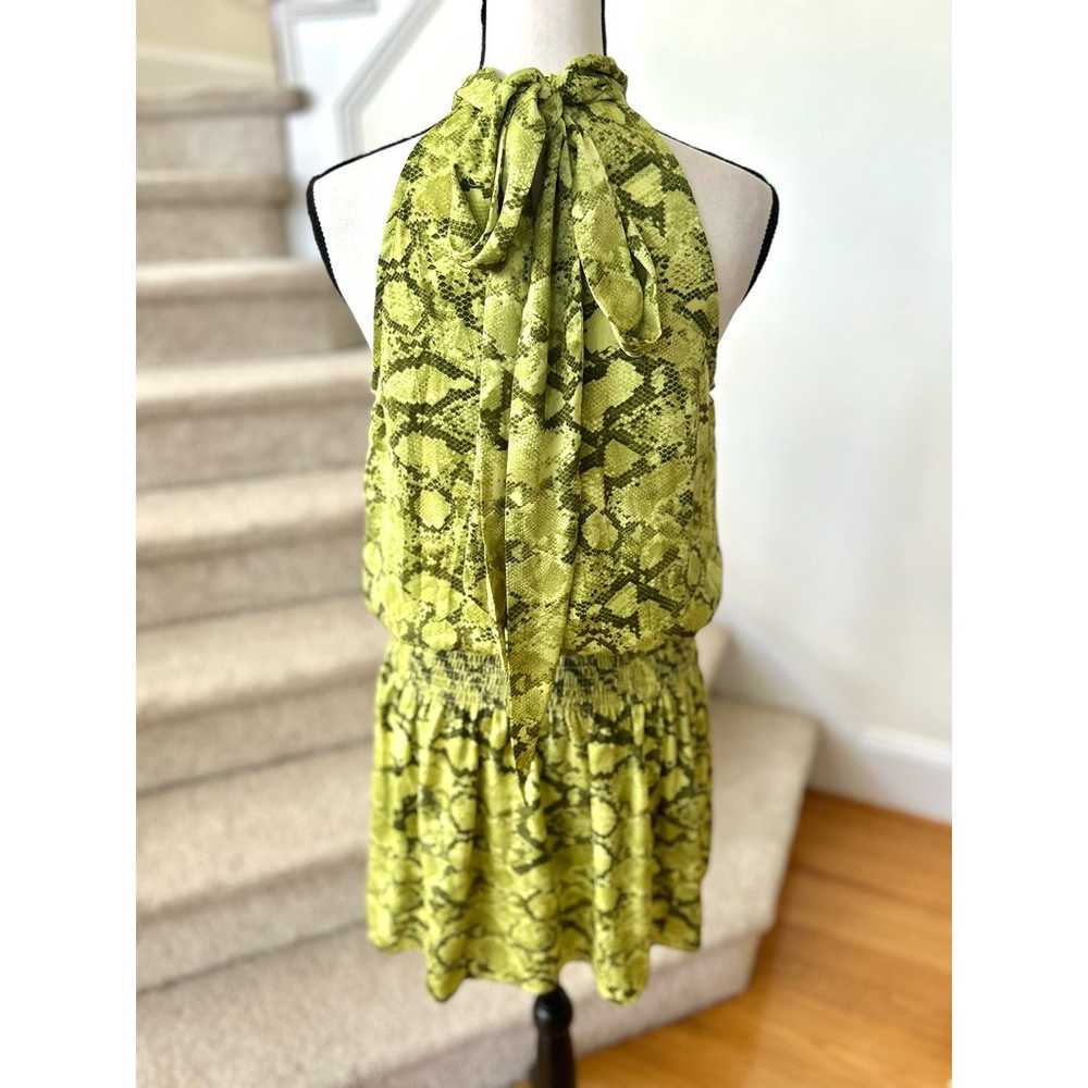 Do + Be Lime Green Snakeprint Blouson Drop Waist … - image 3