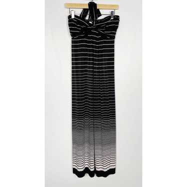 Soma Medium M Black White Striped Halter Neck Max… - image 1