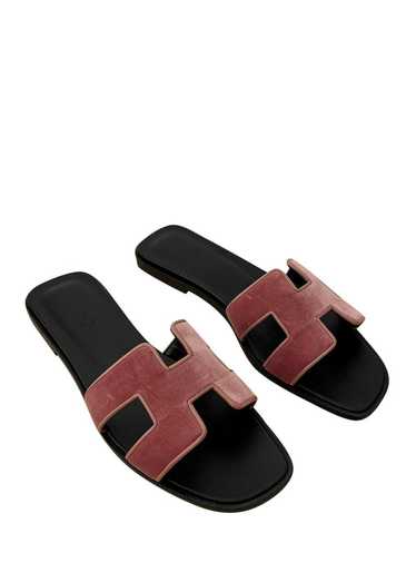 Product Details Hermes Pink Velvet Oran Sandals