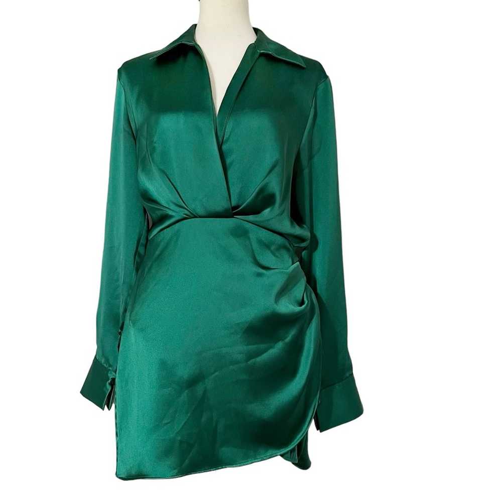 Zara Wrap Front Satin Effect Mini Dress Size Medi… - image 5