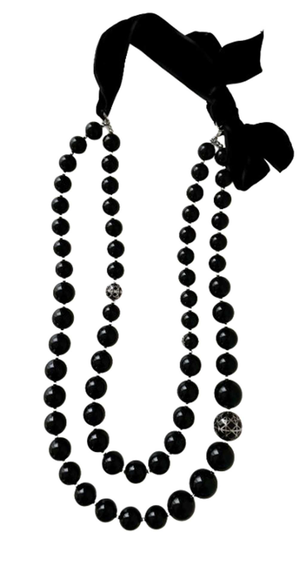 Product Details Dior Black Beaded Velvet Tie Neck… - image 1