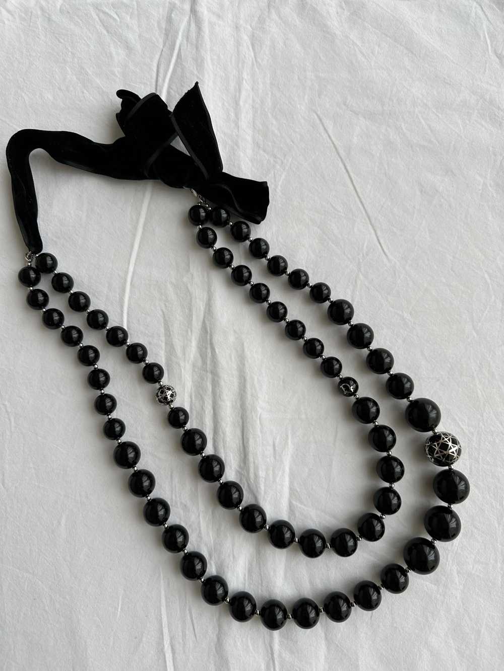 Product Details Dior Black Beaded Velvet Tie Neck… - image 2