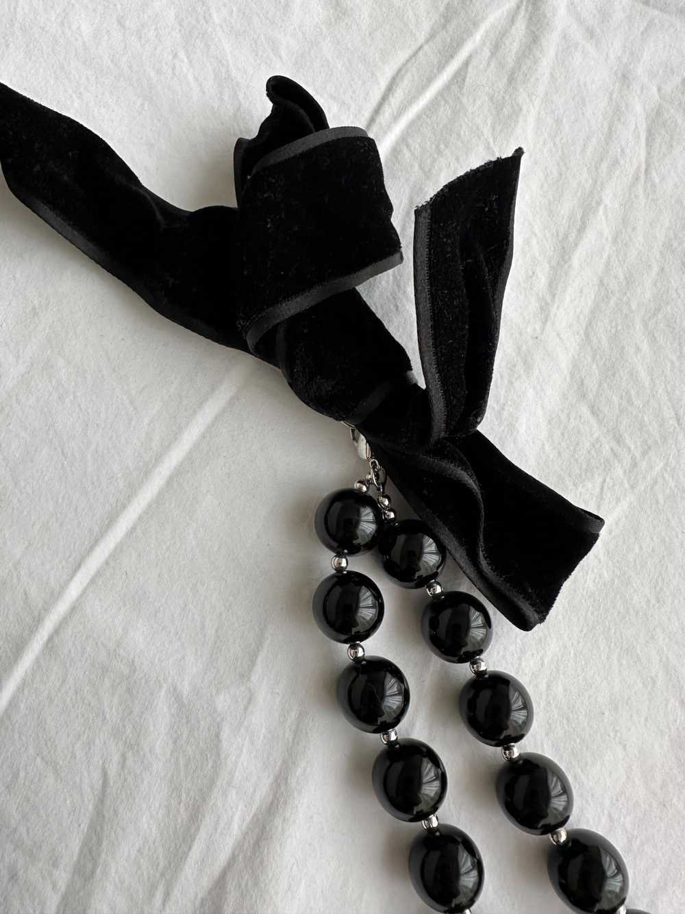 Product Details Dior Black Beaded Velvet Tie Neck… - image 4