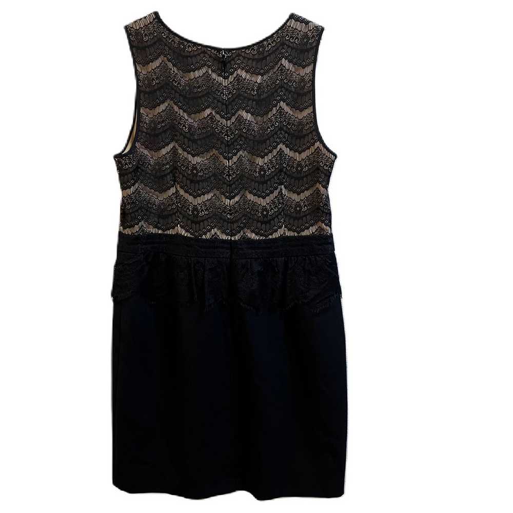 Loft Eyelash Lace Peplum Dress Black and Tan Size… - image 1