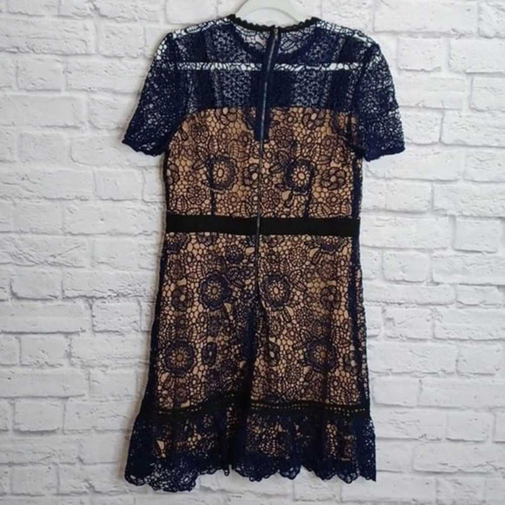 AQUA Navy Blue Floral Lace Crochet Dress‎ Large L - image 7