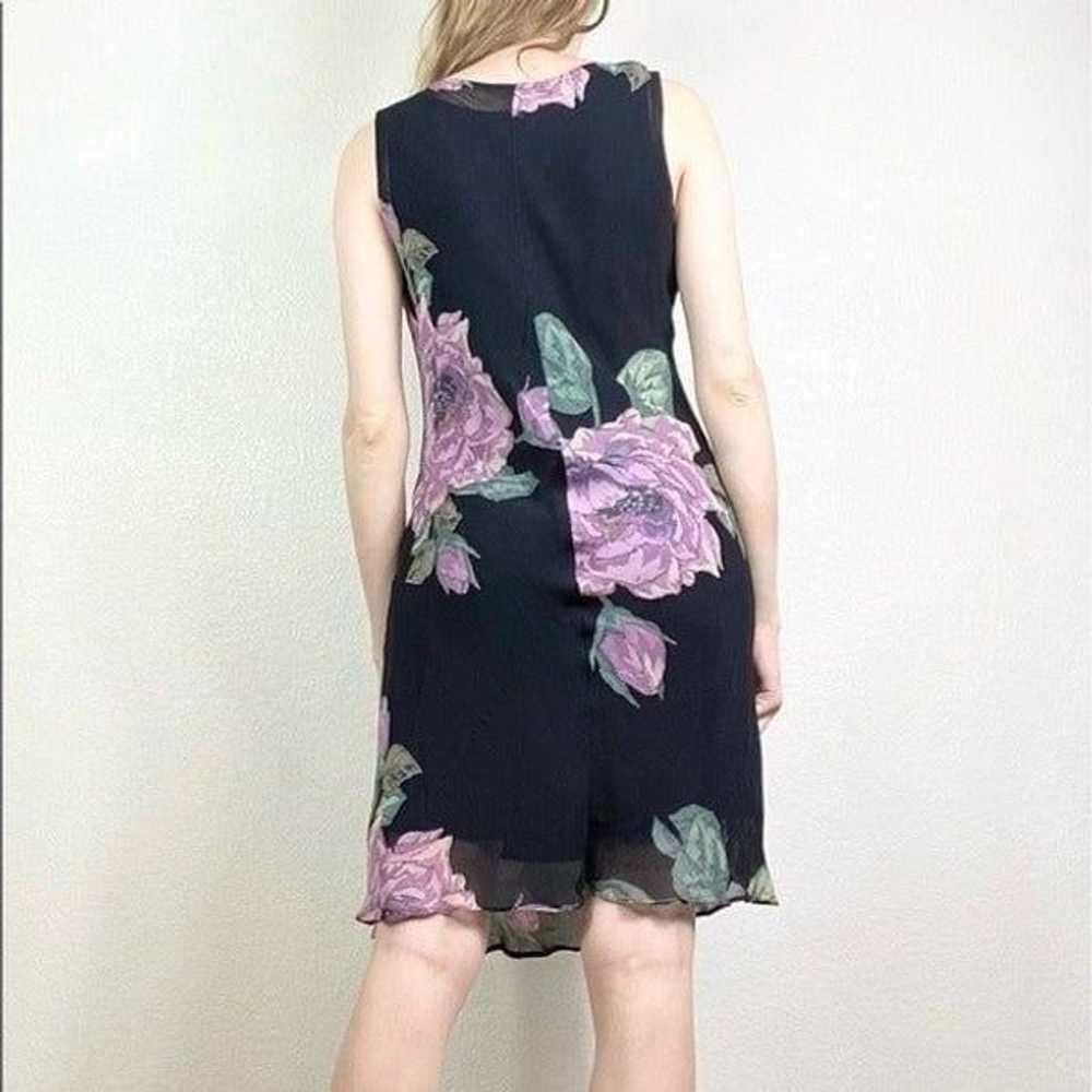 Vintage Black & Purple Floral Knee Length Slip Dr… - image 3