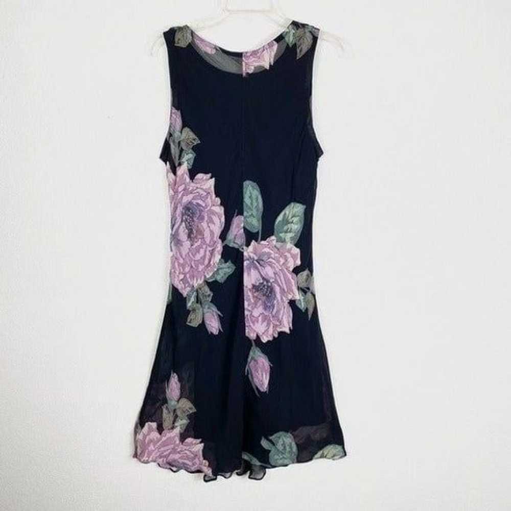 Vintage Black & Purple Floral Knee Length Slip Dr… - image 5