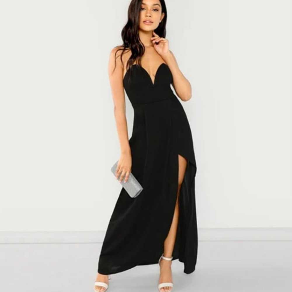 Black strapless evening dress with sweetheart nec… - image 1