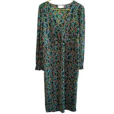 ASOS Design Midi Plisse Dress Green Floral Boho 12