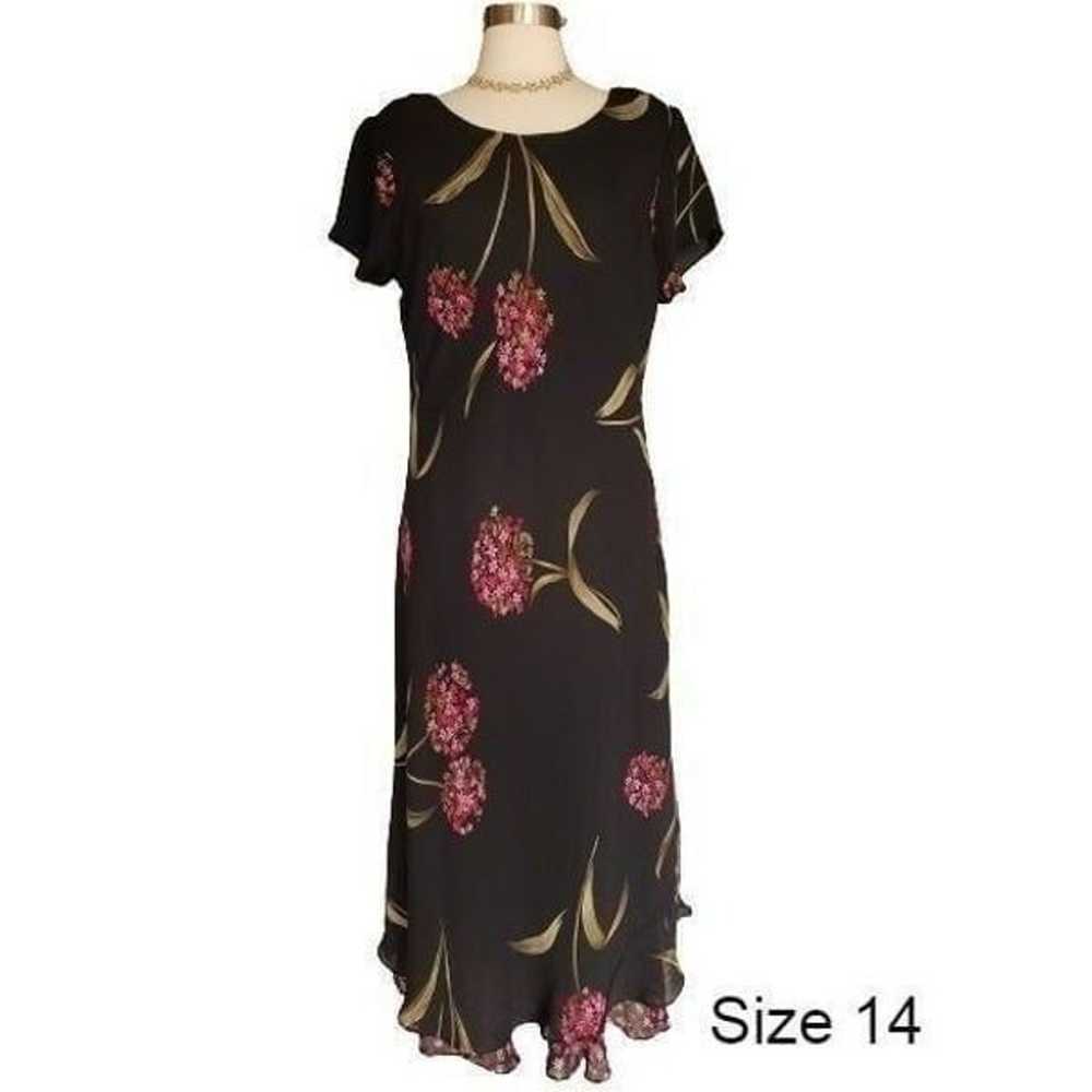 Women's Maxi Dress Black Floral Short Sleeve Casu… - image 1