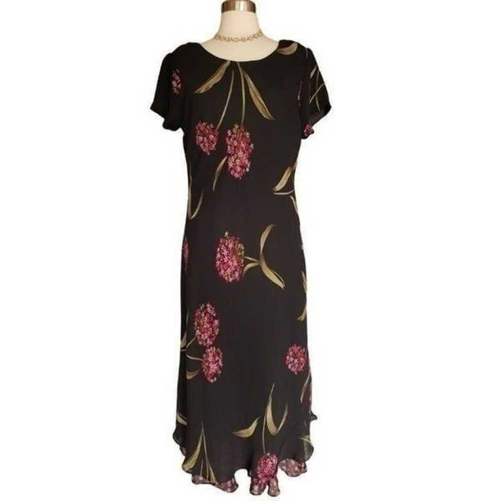 Women's Maxi Dress Black Floral Short Sleeve Casu… - image 2