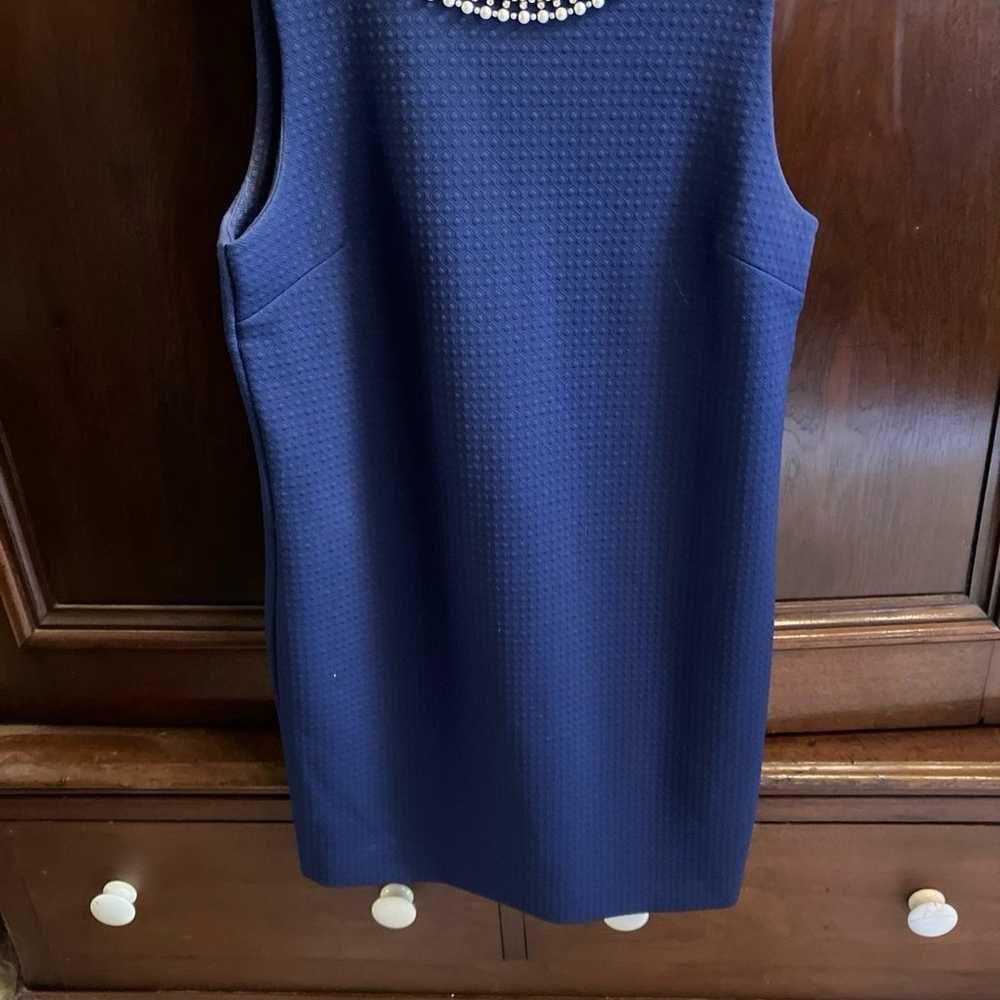 Elegant sleeveless deep color blue dress - image 3