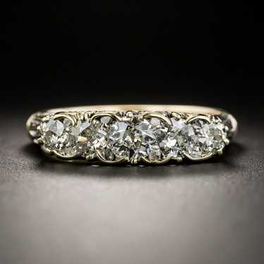 English Victorian Carved Five-Stone Diamond Ring - image 1