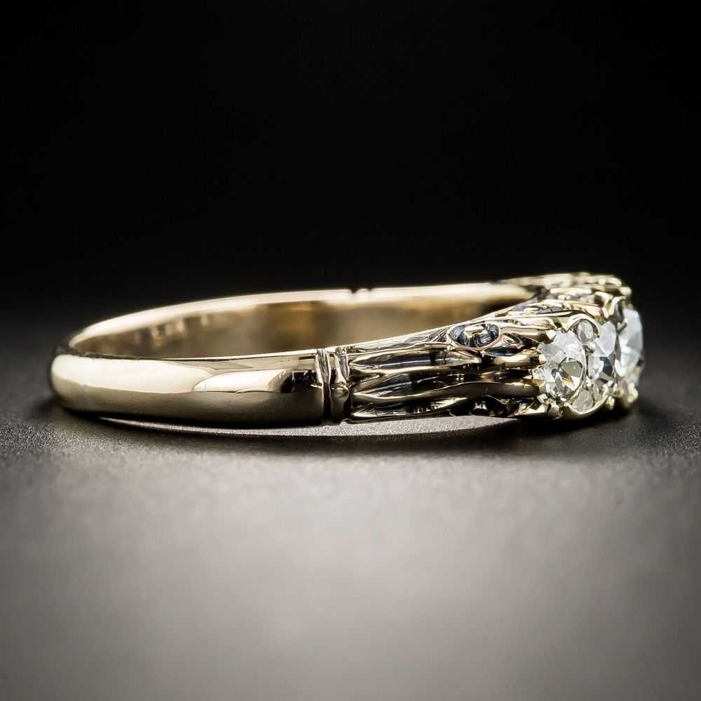 English Victorian Carved Five-Stone Diamond Ring - image 3