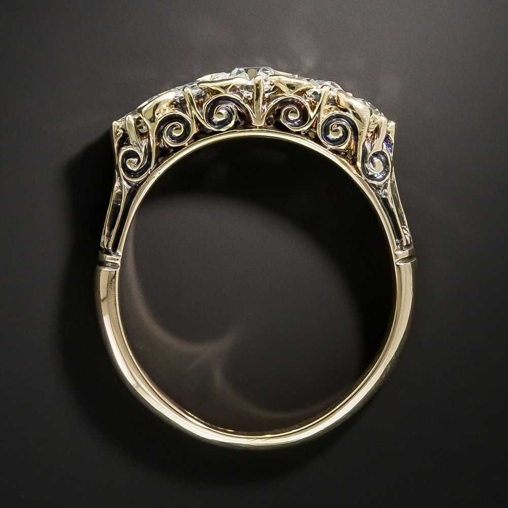 English Victorian Carved Five-Stone Diamond Ring - image 4