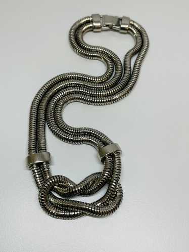 1970’s Silver Double Snake Chain with Knot - image 1