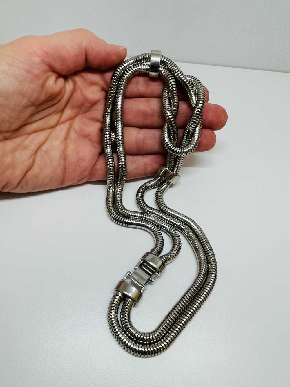 1970’s Silver Double Snake Chain with Knot - image 5