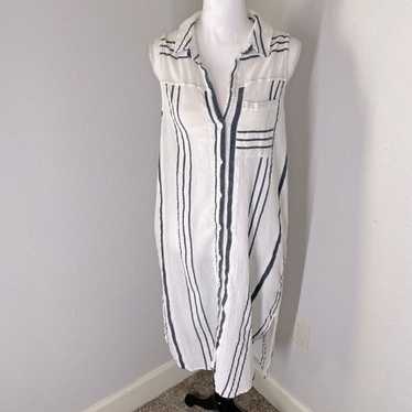 Monsoon white with navy stripes sleeveless collare