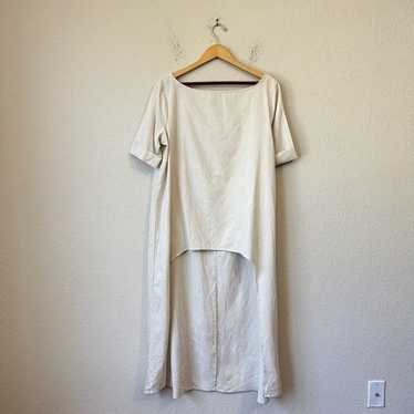 NWOT FAERIESTY Linen-Blend High-Low Short Sleeve … - image 1