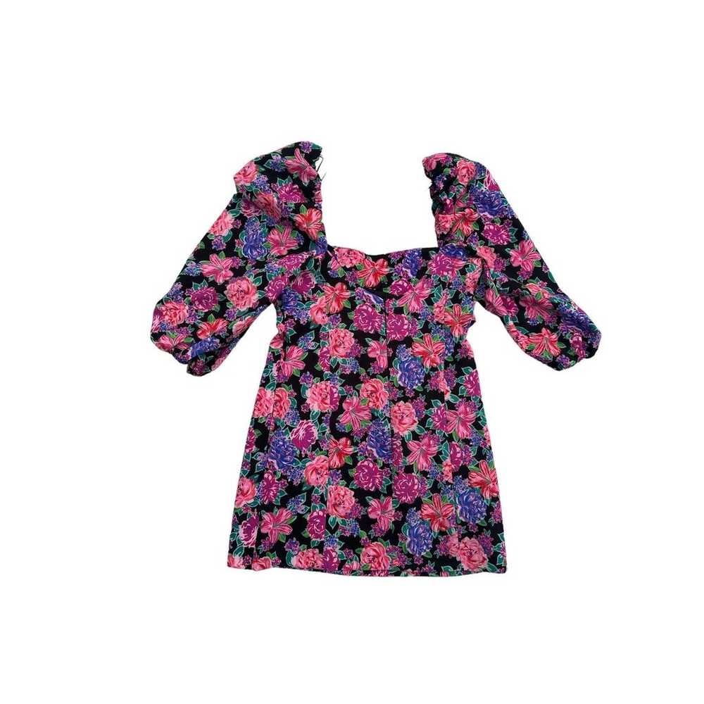 Zara Floral Belted Pink Purple Puff Sleeve Mini D… - image 3