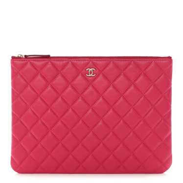 CHANEL Lambskin Quilted Medium Cosmetic Case Pink - image 1