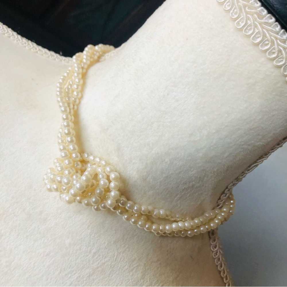 Vintage Vintage 80s versatile triple strand cream… - image 1