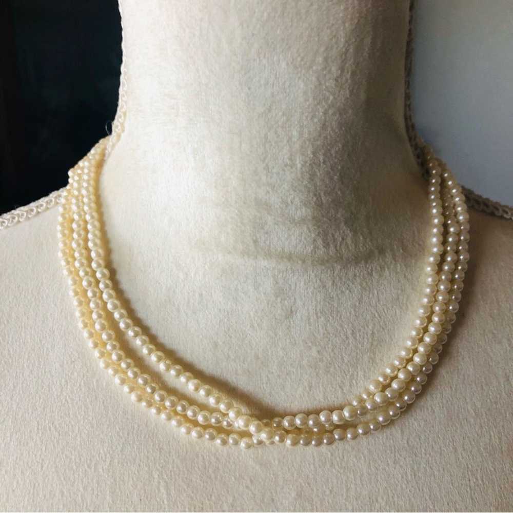 Vintage Vintage 80s versatile triple strand cream… - image 4