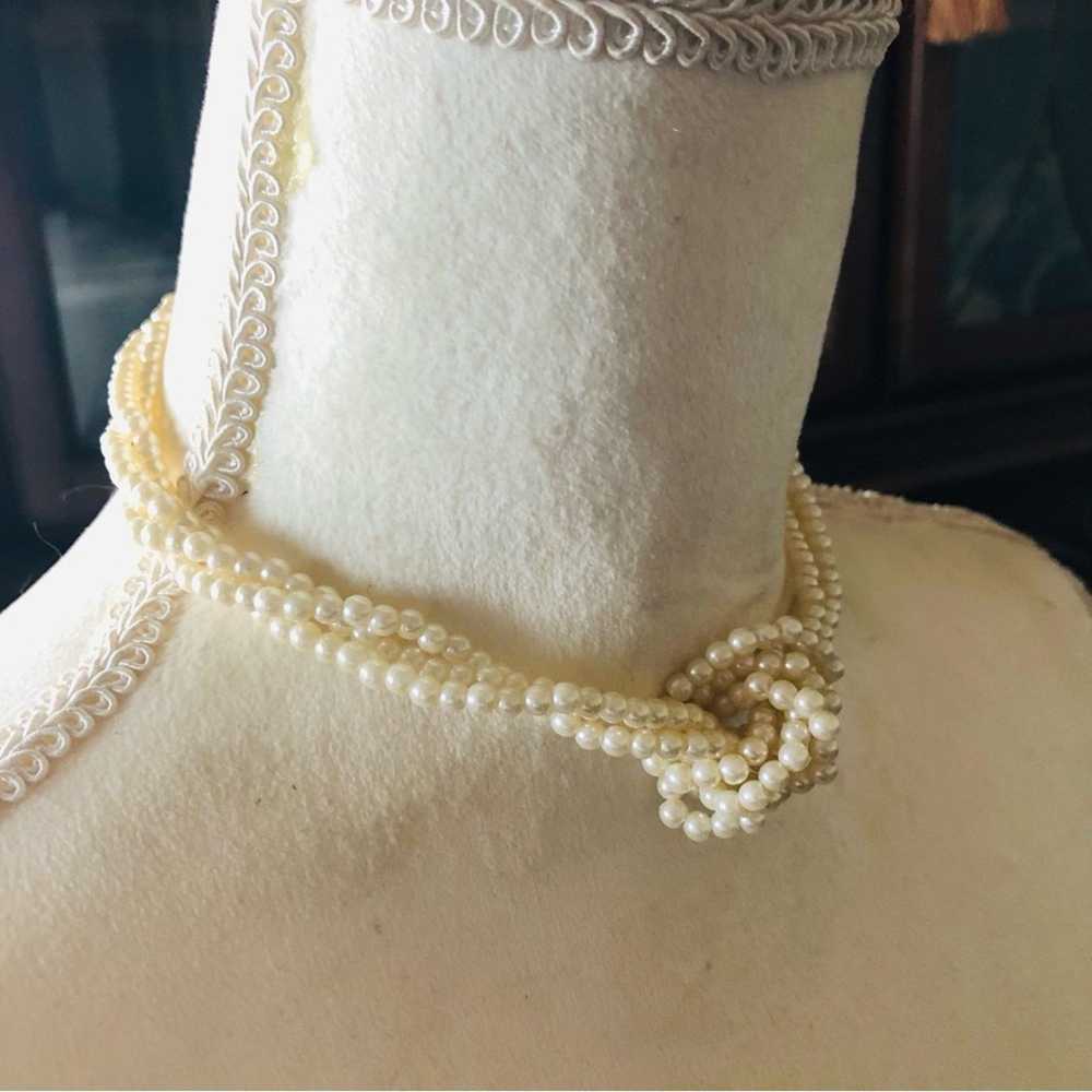 Vintage Vintage 80s versatile triple strand cream… - image 5