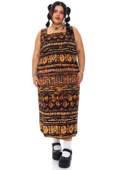 Vintage Y2K Earth Spiral Mixed Print Maxi Dress - 