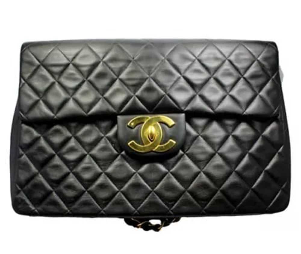 1995 Chanel Jumbo XL Maxi Black Quilted Lambskin … - image 3