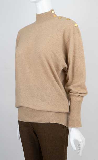 1980s Camel Chanel Sweater With Kelly Bag Logo But