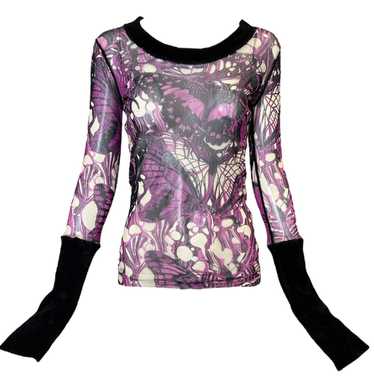 Jean Paul Gaultier Purple Mesh Butterfly Top with 