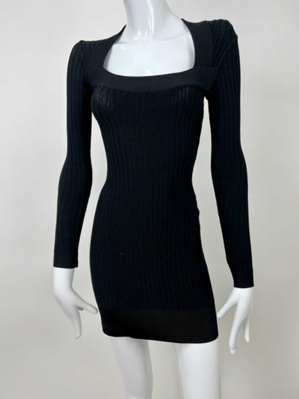 Alaia 80’s Square Neck Rib knit Mini Dress - image 6