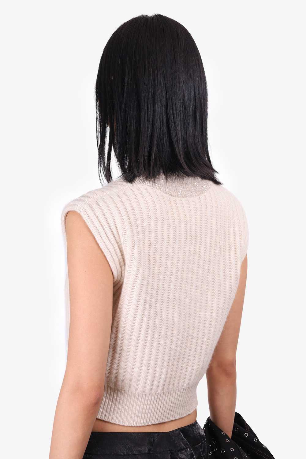 Brunello Cucinelli Beige Cashmere Ribbed Waistcoa… - image 4