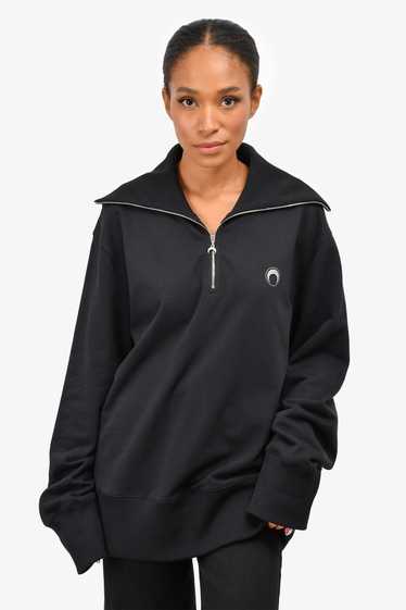 Marine Serre White Line Black Half-Zip Sweatshirt 