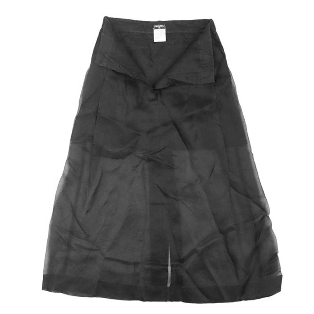 CHANEL skirt 100% silk black Women 36 Used Authen… - image 2