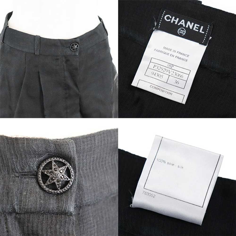 CHANEL skirt 100% silk black Women 36 Used Authen… - image 5