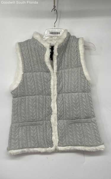 Talbots Womens Gray White Pockets Winter Vest Size