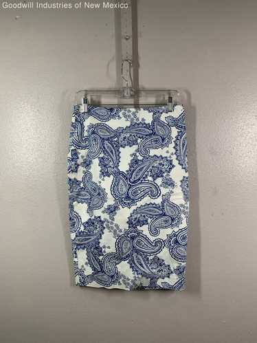 NWT The Limited Womens White Blue Paisley Side Zip